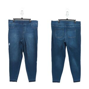 Spanx Women 3X Plus Distressed Ankle Jeans Blue Skinny High Rise Denim 20203P